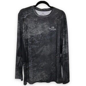 Reeltree Fishing Long Sleeve Performance T Shirt Black Gray Camo Mens Size Large